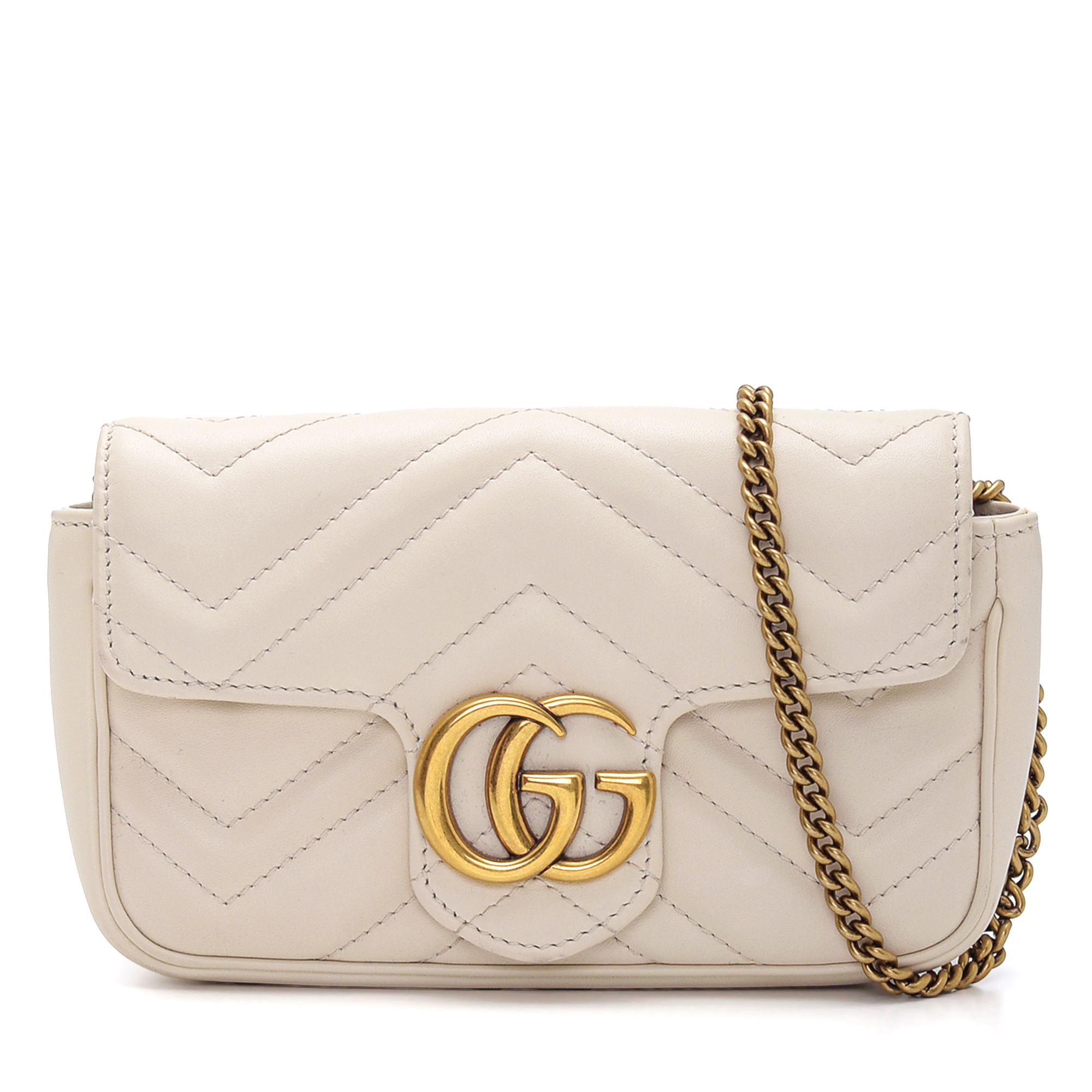 Gucci - White GG Marmont Matelasse Super Mini Bag